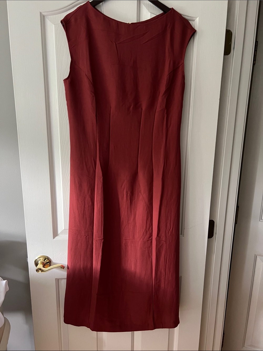 H&M Dark Red Sleeveless Defined Waist Midi Dress